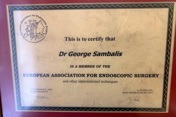 Certificate – Member of the European Association for Endoscopic Surgery
